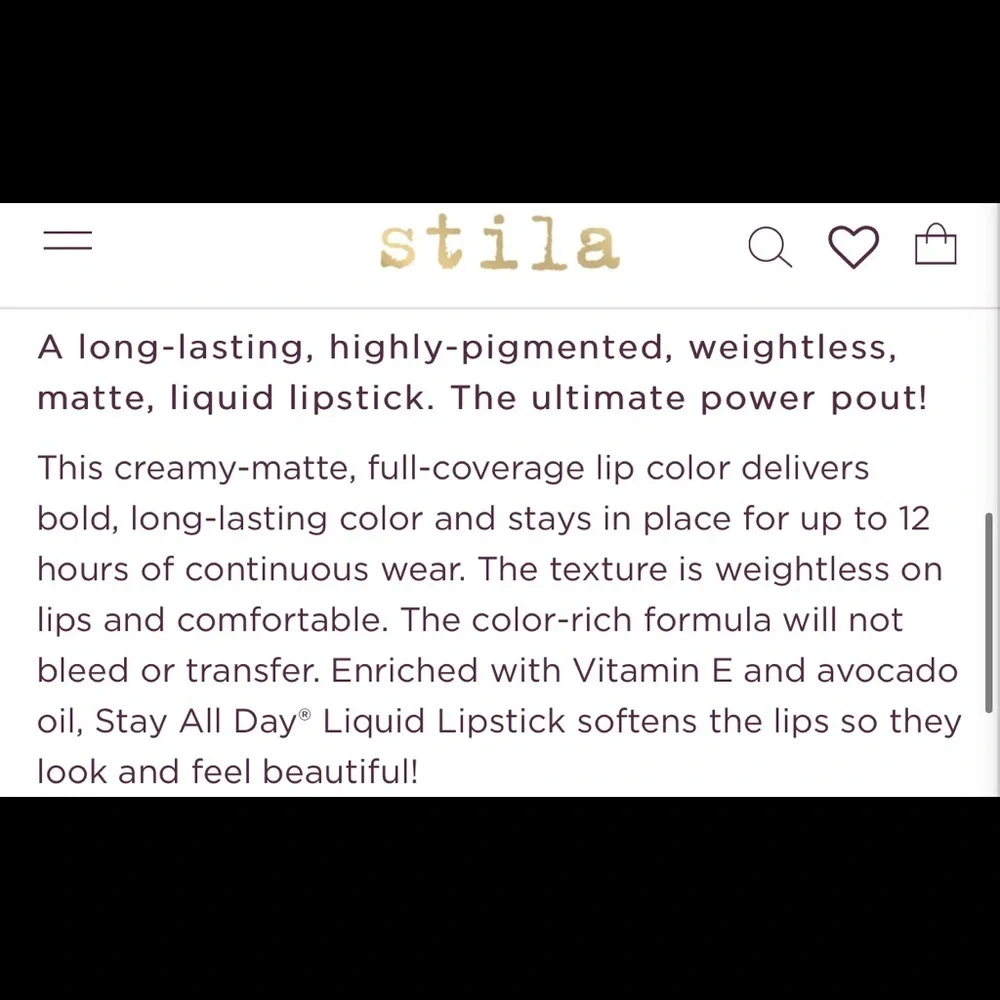 NIB Stila Stay All Day Liquid Lipstick in Angelo - Soft Peachy Nude - Full Size